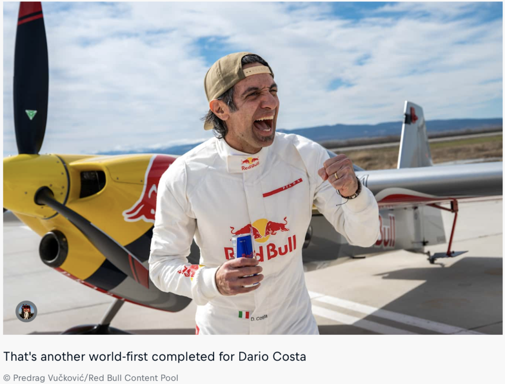 Dario Costa celebrating after the successful train landing