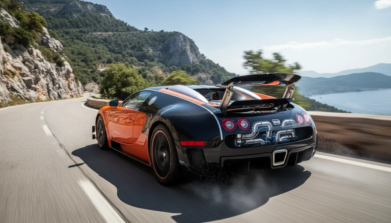 The Bugatti Veyron’s complex cooling system and active aerodynamics in action