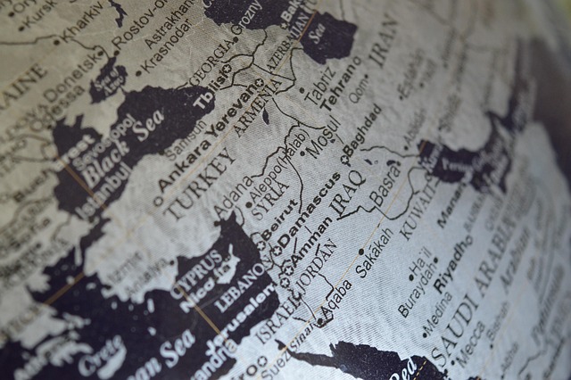 Digital privacy icon overlaying a geopolitical map of the Middle East