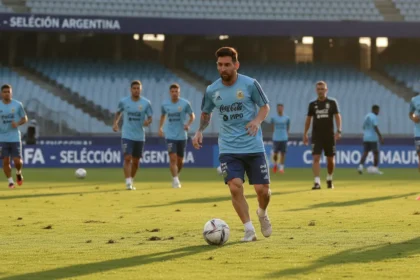Lionel Messi training with the Argentina national team ahead of the Mauritania friendly