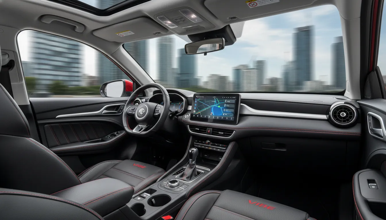 The MG ZS Vibe interior featuring the 10.25-inch infotainment system