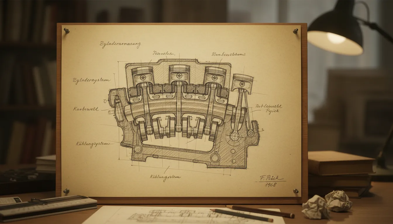 The original 18-cylinder engine sketch by Ferdinand Piëch