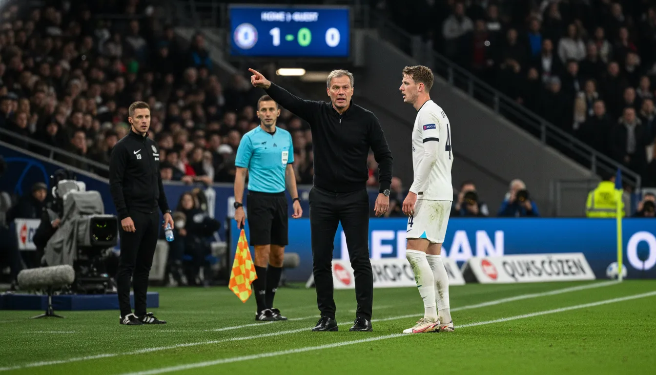 Thomas Tuchel giving instructions to Ben White on the touchline