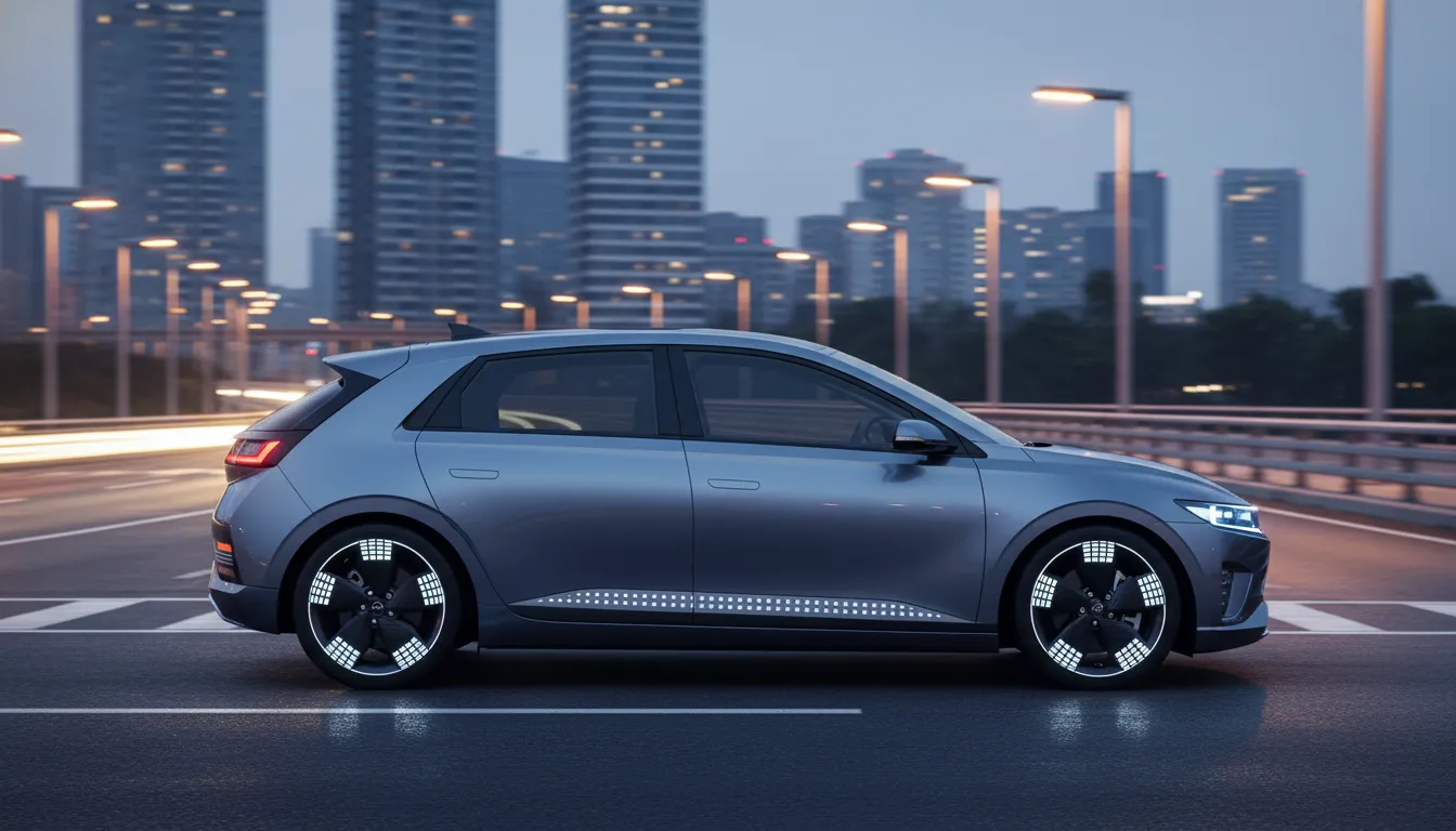 Side profile of the Hyundai Ioniq 3 showing its aerodynamic 