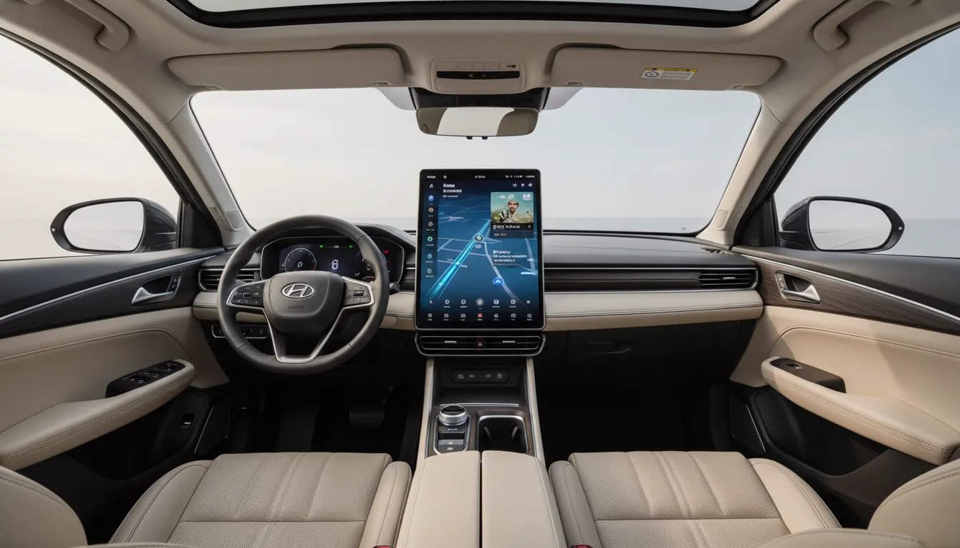 The interior of the Jaecoo 7 showing its massive portrait touchscreen