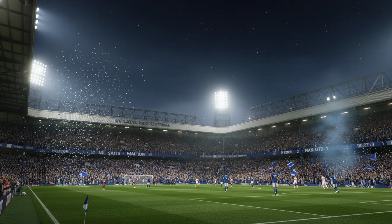 The iconic atmosphere of a night match at Everton's stadium